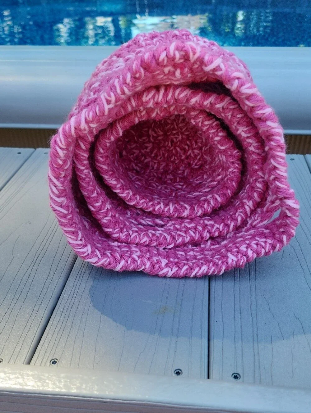 Handmade Pink Crochet Nesting Baskets - Set of 3